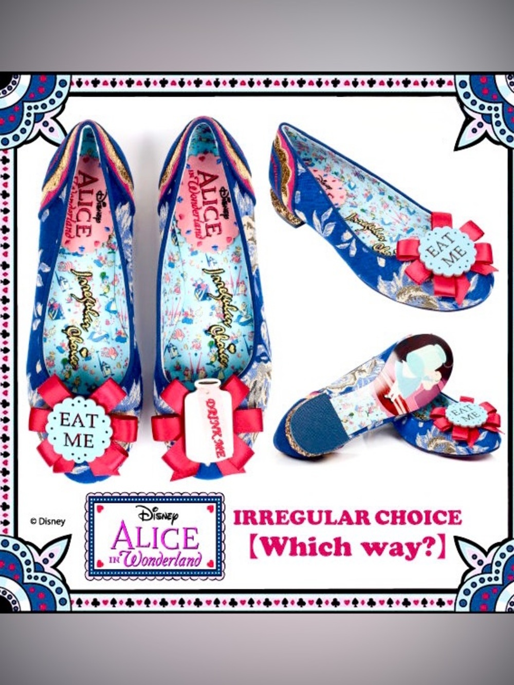 Irregular Choice X Disney Alice in Wonderland ‘Which Way’ ballet flats size 38